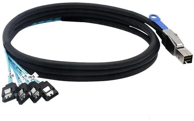 Alt view image 2 of 5 - Mini SAS HD SFF8644 with IC to 4 x SATA 7Pin Cable, 6Gbps HighSpeed Server Hard Drive Interconnect, 28AWG Copper Wire, 0.5m