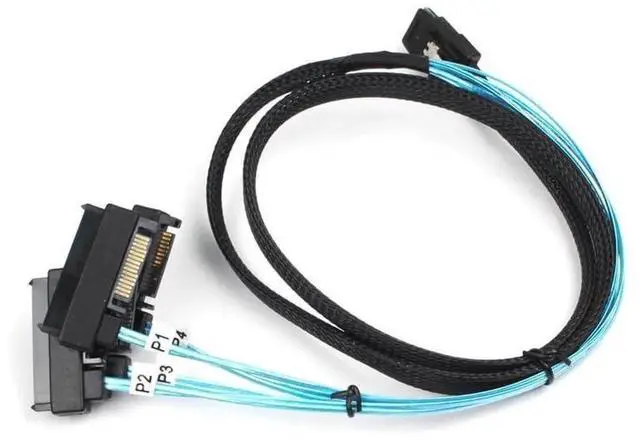 Alt view image 3 of 5 - Mini SAS 36Pin SFF8087 to 4×SFF8482 Connectors with SATA Power Cable, 1M/3.3FT, 2Pack