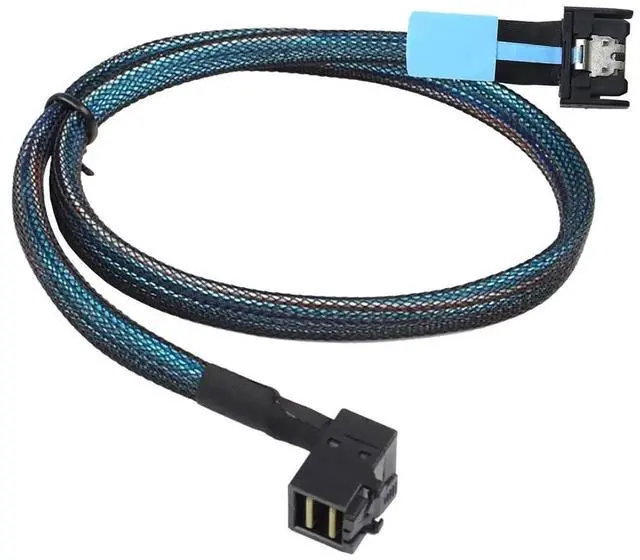Alt view image 3 of 6 - Gen5 MCIO Slimline SFF8654 4i to HD SFF8643 90Degree Cable, 12G HighSpeed Server Interconnect, 0.8M