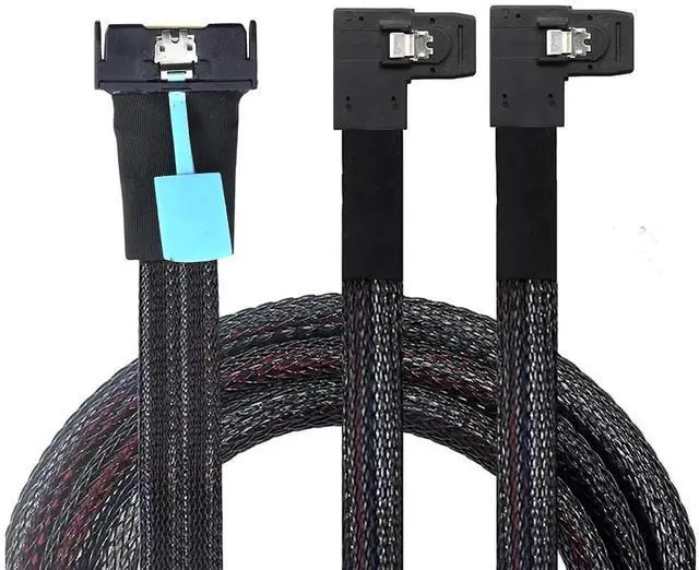 Main image of PCIe Gen5 MCIO 8X 8i to Dual Mini SAS SFF8087 Right Angle Server Adapter Cable, 32Gbps HighSpeed 85 Ohm Data Cable for RAID Controller, HDD, SSD, 1M/39.37in