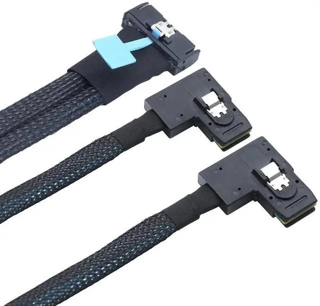 Alt view image 4 of 6 - PCIe Gen5 MCIO 8X 8i to Dual Mini SAS SFF8087 Right Angle Server Adapter Cable, 32Gbps HighSpeed 85 Ohm Data Cable for RAID Controller, HDD, SSD, 1M/39.37in