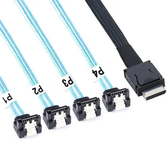 Main image of OCuLink PCIe SAS SFF8611 4i to SATA 7P 90 Degree Cable, 12Gbps HighSpeed Server Hard Drive Connection, 32AWG LowLoss Wire, 0.5M