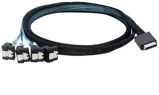 Alt view image 4 of 5 - OCuLink PCIe SAS SFF8611 4i to SATA 7P 90 Degree Cable, 12Gbps HighSpeed Server Hard Drive Connection, 32AWG LowLoss Wire, 0.5M