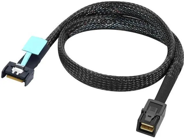 Main image of Gen5 MCIO Slimline SFF8654 4i to HD SFF8643 Server Data Cable, 12Gbps HighSpeed 85 Ohm Black Flat Connector, 0.8M