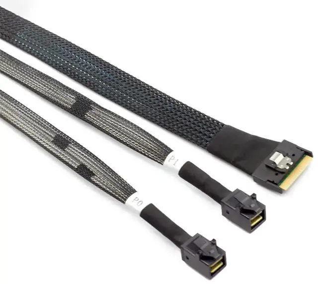 Alt view image 6 of 6 - Mini SlimSAS SFF8654 8i 4.0 to Dual SAS HD SFF8643 Cable, 32AWG 24G HighSpeed AntiMisdirection Server Interconnect, 0.8M