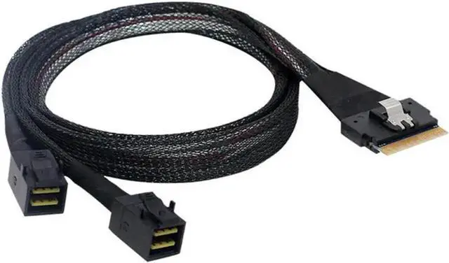 Main image of SAS Slim 4.0 SFF8654 8i PCIE Ultraport Slimline 74Pin to Dual SFF8643 4i PCIExpress Mini SAS HD Cable