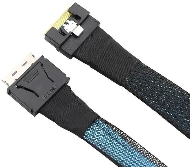 Alt view image 4 of 7 - PCIe Gen4 SlimSAS SFF8654 8i to OCuLink SFF8611 8i Internal Server Cable, 32AWG Copper Harness, 24Gbps HighSpeed Data Transfer, 0.5M/19.68in