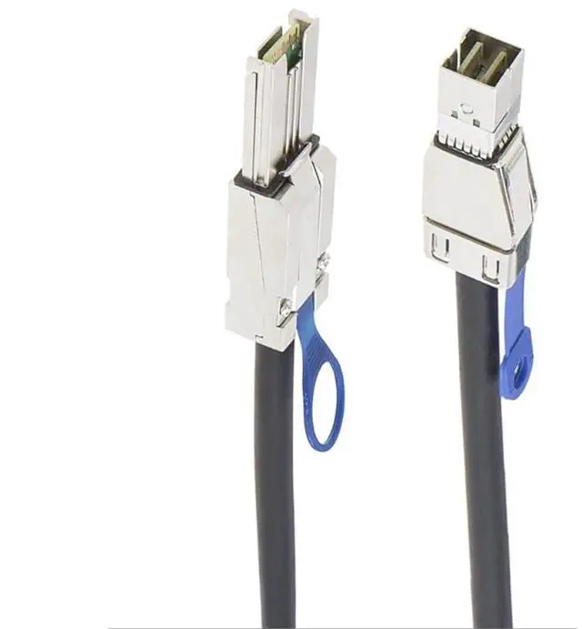 Main image of Mini SAS HD SFF8088 26Pin to SAS HD SFF8644 Server Stacking Cable, 6Gbps HighSpeed 28AWG Data Cable, Black Flat Connector, 2M