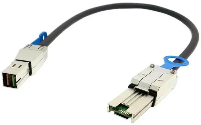 Alt view image 3 of 5 - Mini SAS HD SFF8088 26Pin to SAS HD SFF8644 Server Stacking Cable, 6Gbps HighSpeed 28AWG Data Cable, Black Flat Connector, 2M