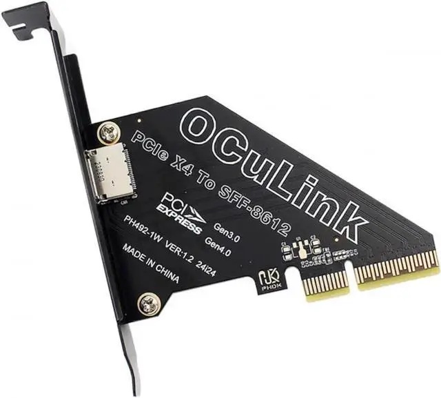 Main image of PCIExpress 4.0 PCIe 4X to OCuLink SFF8611 / SFF8612 Host Adapter Card for U.2 SSD & eGPU External Graphics Dock