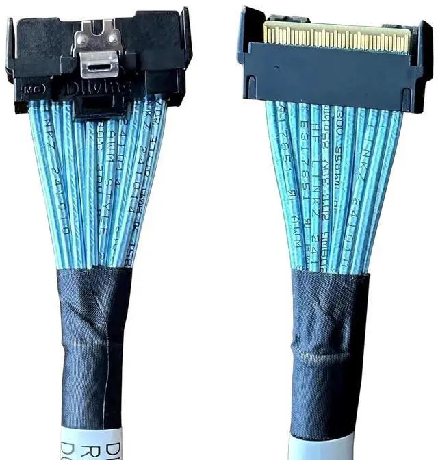 Alt view image 2 of 4 - MCIO x8 to 2×MiniSASHD x4 Cable, SFFTA1016 74Pin to 2×SFF8643 36Pin, PCIe Gen4 Mini Cooledge IO Cable, 80CM