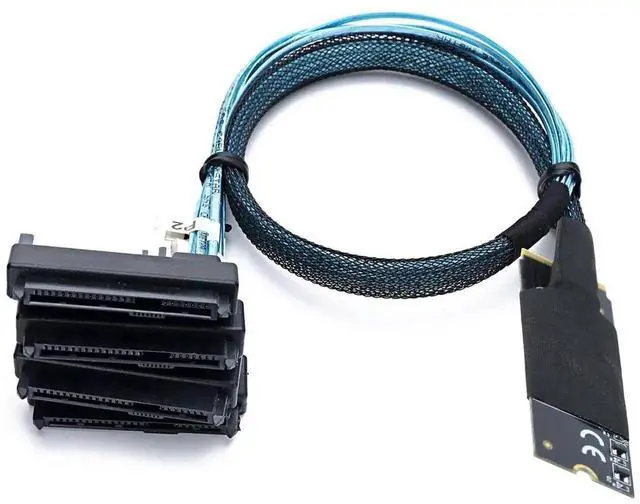 Alt view image 6 of 6 - M.2 SFF8643 to 4×SAS SFF8482 Converter Cable, 12Gbps HighSpeed Server Interconnect, 30AWG Copper Wire, PlugandPlay, 0.5m