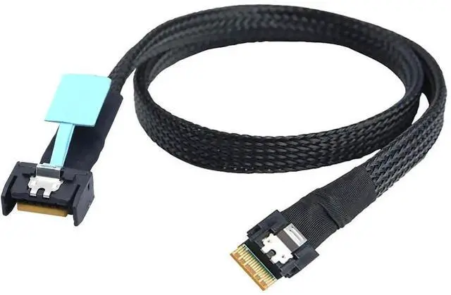 Main image of Gen5 MCIO Slimline SFF8654 4i to SFF8654 4i Server Data Cable, 24Gbps HighSpeed Server Interconnect Cable for RAID Controller, HDD & SSD, 0.5M/19.68in