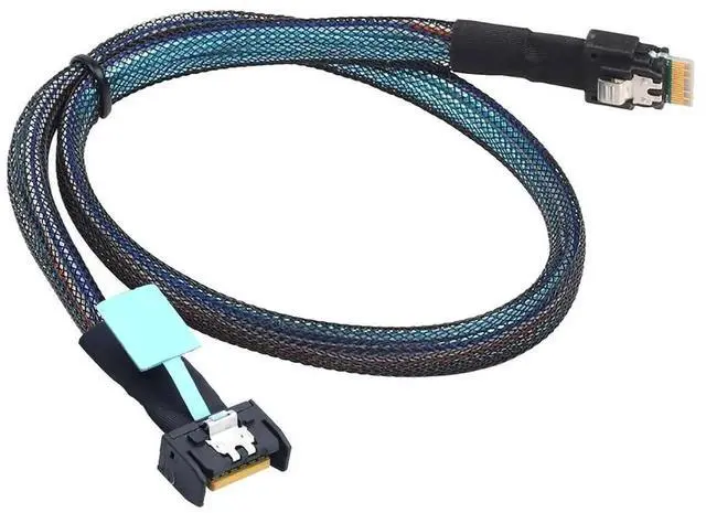 Alt view image 3 of 6 - Gen5 MCIO Slimline SFF8654 4i to SFF8654 4i Server Data Cable, 24Gbps HighSpeed Server Interconnect Cable for RAID Controller, HDD & SSD, 0.5M/19.68in
