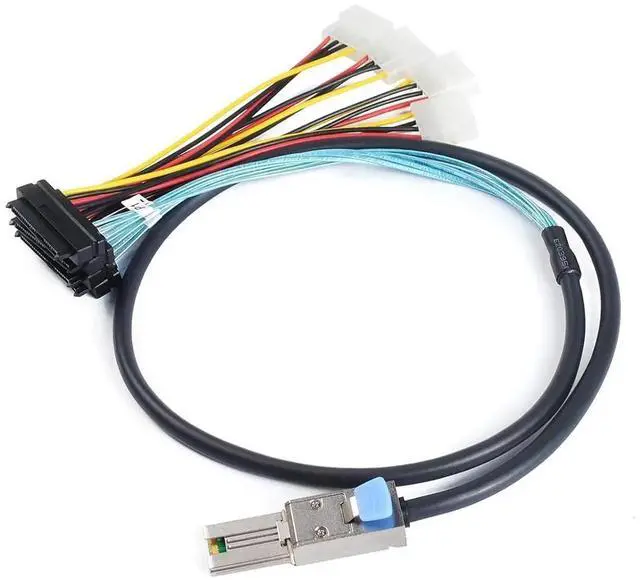 Alt view image 2 of 6 - 2PCS MiniSAS SFF8088 26Pin to 4×SAS SFF8482 29Pin with Power Cable, 1 Meter / 3.3FT