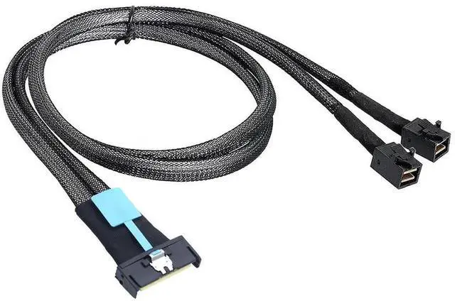Alt view image 3 of 6 - PCIe Gen5 MCIO 8X 8i to Dual Mini SAS HD SFF8643 Server Cable, 32Gbps HighSpeed Copper Wire Harness, 1m/39.37in