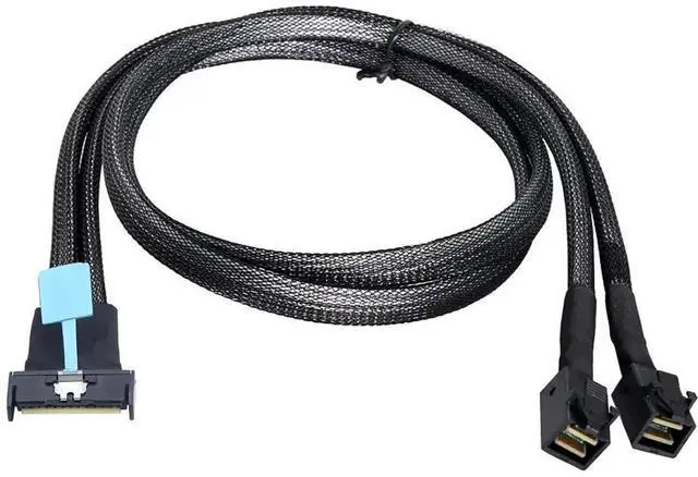 Main image of PCIe Gen5 MCIO 8X 8i to Dual Mini SAS HD SFF8643 Server Cable, 32Gbps HighSpeed Copper Wire Harness, 0.5M/19.68in