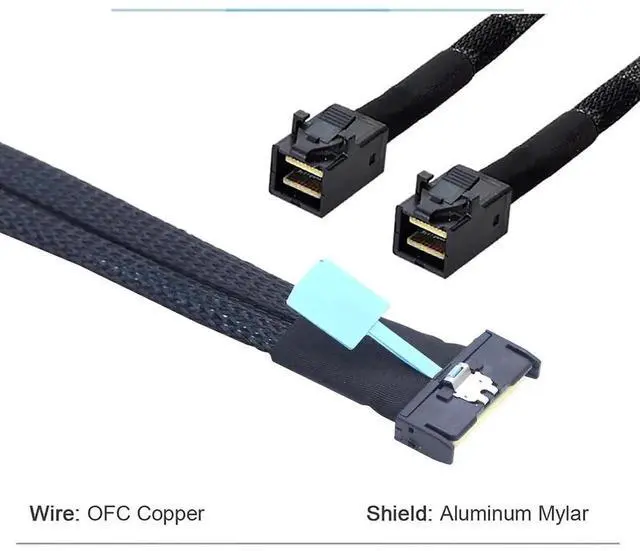 Alt view image 4 of 6 - PCIe Gen5 MCIO 8X 8i to Dual Mini SAS HD SFF8643 Server Cable, 32Gbps HighSpeed Copper Wire Harness, 0.5M/19.68in