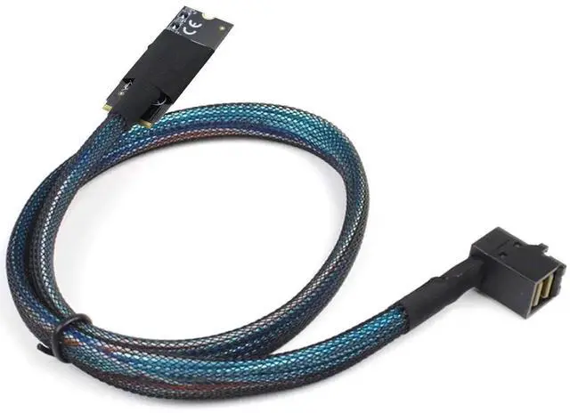 Main image of Compatible M.2 (MKey) to SFF8643 SAS HD 90Degree Cable, 12Gbps HighSpeed Server Harness, 30AWG Copper, Plug & Play, 1m/39.37in