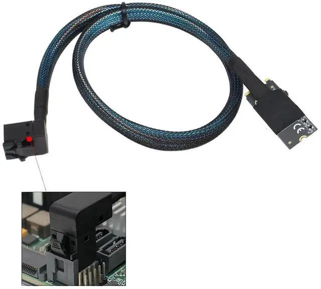 Alt view image 4 of 6 - Compatible M.2 (MKey) to SFF8643 SAS HD 90Degree Cable, 12Gbps HighSpeed Server Harness, 30AWG Copper, Plug & Play, 1m/39.37in