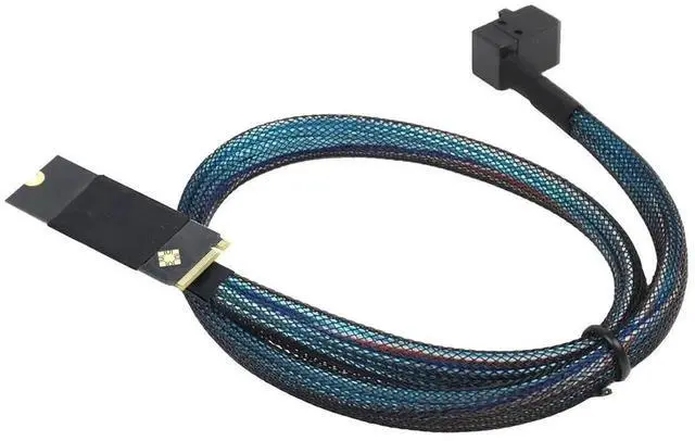 Alt view image 3 of 6 - Compatible M.2 (MKey) to SFF8643 SAS HD 90Degree Cable, 12Gbps HighSpeed Server Harness, 30AWG Copper, Plug & Play, 1m/39.37in
