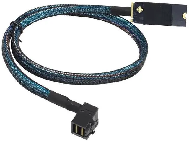 Alt view image 5 of 6 - Compatible M.2 (MKey) to SFF8643 SAS HD 90Degree Cable, 12Gbps HighSpeed Server Harness, 30AWG Copper, Plug & Play, 1m/39.37in