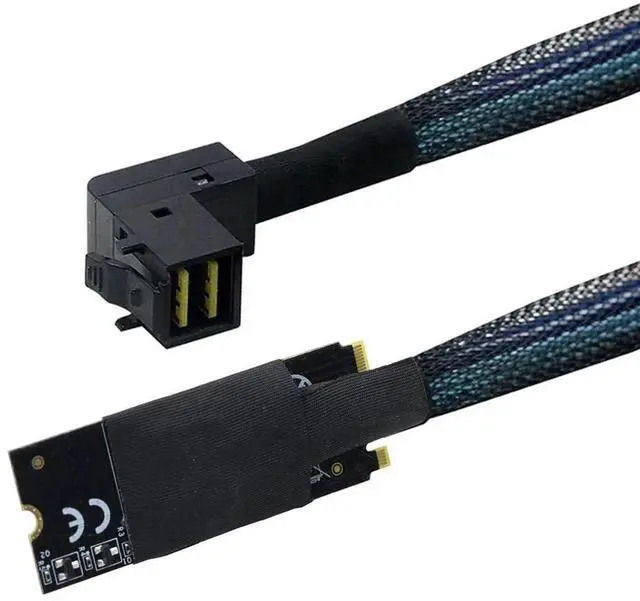 Alt view image 2 of 6 - Compatible M.2 (MKey) to SFF8643 SAS HD 90Degree Cable, 12Gbps HighSpeed Server Harness, 30AWG Copper, Plug & Play, 1m/39.37in