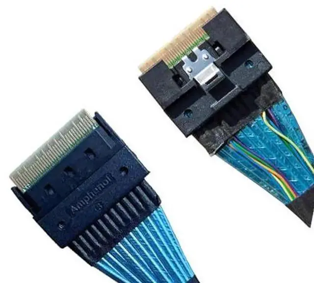 Alt view image 4 of 6 - SlimSAS 8X to 2×U.2 NVMe Adapter Cable, SFF8654 74Pin to 2×SFF8639 68Pin with Power, 75CM, Compatible with Broadcom MPN 056000500 / CBLSAST0953