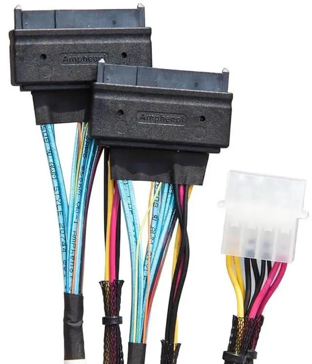 Alt view image 2 of 6 - SlimSAS 8X to 2×U.2 NVMe Adapter Cable, SFF8654 74Pin to 2×SFF8639 68Pin with Power, 75CM, Compatible with Broadcom MPN 056000500 / CBLSAST0953
