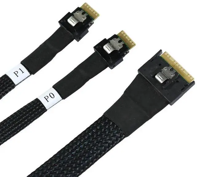 Alt view image 5 of 6 - Slimline SAS SFF8654 8i to Dual SFF8654 4i Server Cable with AntiMisplug Design, 12Gbps HighSpeed 32AWG Data Transfer Cord, 10 Impedance, 0.8M