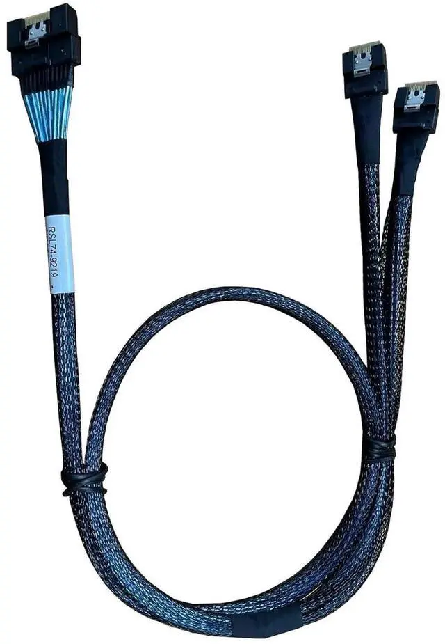 Main image of SlimSAS x8 to 2×SlimSAS x4 Cable, SFF8654 74Pin to 2×SFF8654 38Pin, 80CM, Compatible with Broadcom MPN 056000400
