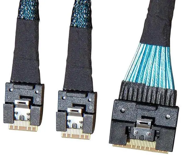 Alt view image 2 of 5 - SlimSAS x8 to 2×SlimSAS x4 Cable, SFF8654 74Pin to 2×SFF8654 38Pin, 80CM, Compatible with Broadcom MPN 056000400