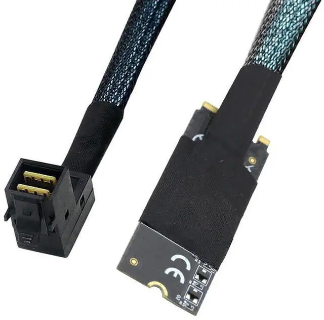 Alt view image 6 of 6 - Compatible M.2 (MKey) to SFF8643 SAS HD 90Degree Cable, 12Gbps HighSpeed Server Harness, 30AWG Copper, Plug & Play, 0.5M/19.68in