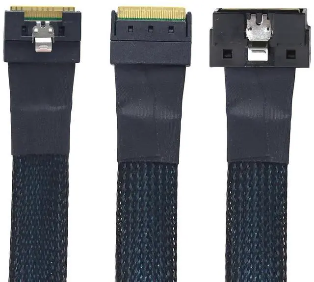 Alt view image 2 of 6 - PCIe SlimSAS LP LowProfile SFF8654 8i to SFF8654 8X Server Cable, 24Gbps HighSpeed, 85 Impedance, FlattoFlat Internal Cable with AntiMisplug Design, Black, 0.8M