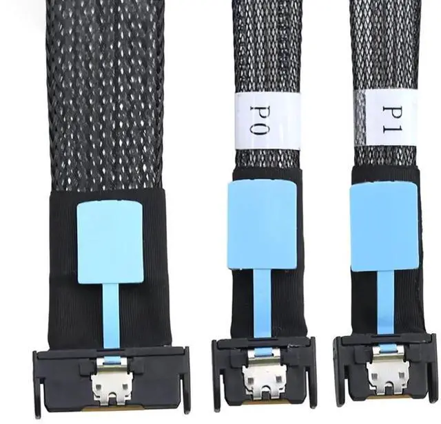 Alt view image 5 of 6 - Gen5 Slimline MCIO 8i PCIe 5.0 SFF8654 8i to Dual SFF8654 4i Cable, 32Gbps HighSpeed Copper Wire Harness, 0.5M/19.68in (1M/39.4in Optional)
