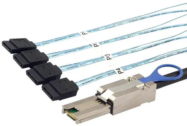 Alt view image 4 of 5 - Mini SAS HD SFF8088 to 4×SATA 7Pin Cable, 6Gbps HighSpeed Server Hard Drive Data Cable, Multiple Lengths 0.5m/1m/2m/3m, Compatible with Servers, Storage Expansion, RAID Controller & Workstations (0.