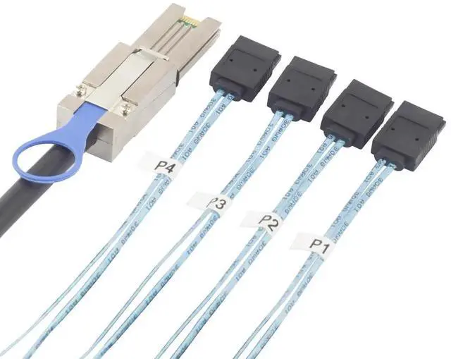 Alt view image 3 of 5 - Mini SAS HD SFF8088 to 4×SATA 7Pin Cable, 6Gbps HighSpeed Server Hard Drive Data Cable, Multiple Lengths 0.5m/1m/2m/3m, Compatible with Servers, Storage Expansion, RAID Controller & Workstations (0.