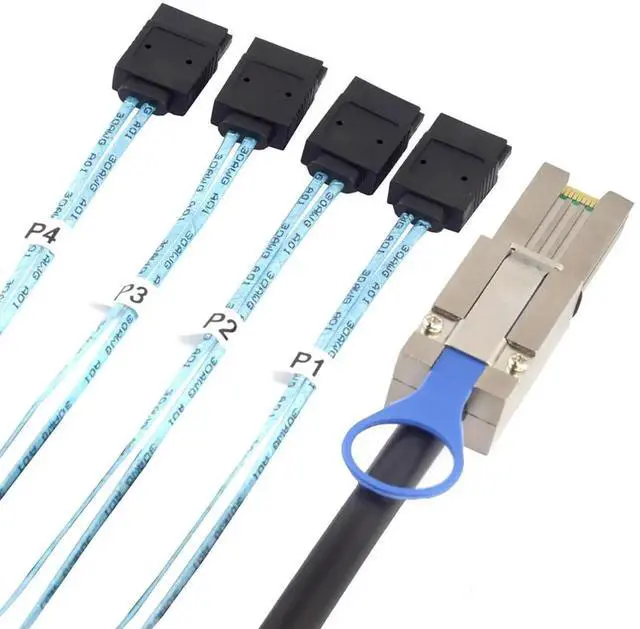Alt view image 2 of 5 - Mini SAS HD SFF8088 to 4×SATA 7Pin Cable, 6Gbps HighSpeed Server Hard Drive Data Cable, Multiple Lengths 0.5m/1m/2m/3m, Compatible with Servers, Storage Expansion, RAID Controller & Workstations (0.