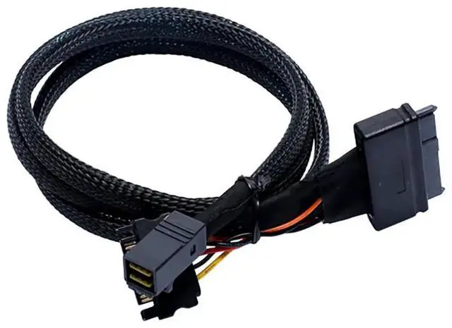 Alt view image 2 of 5 - Mini SAS SFF8643 to U.2 SFF8639 Cable with 15Pin Power Connector, IOCAB40121, 16GT/s PCIe 4Lane HighSpeed Data Cable for Server, Workstation & Storage System, 0.5M/19.68in