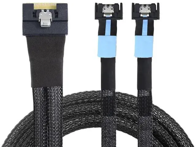 Alt view image 4 of 6 - Slimline SAS SFF8654 8i to Dual MCIO 4i Server Cable, AntiMisplug FullCover Design, 16Gbps HighSpeed Copper Wire Harness, 1M/39.37in