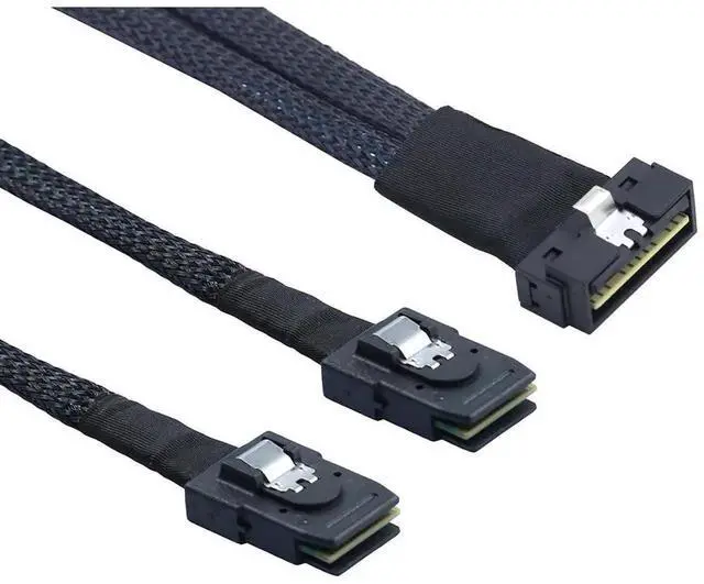 Main image of PCIe Slimline LP LowProfile SFF8654 8i to 2×SFF8087 Internal Server Cable, 30AWG 12Gbps HighSpeed Breakout Harness, 0.5M/19.68in