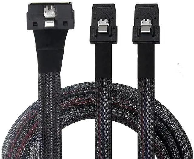 Alt view image 6 of 6 - PCIe Slimline LP LowProfile SFF8654 8i to 2×SFF8087 Internal Server Cable, 30AWG 12Gbps HighSpeed Breakout Harness, 0.5M/19.68in