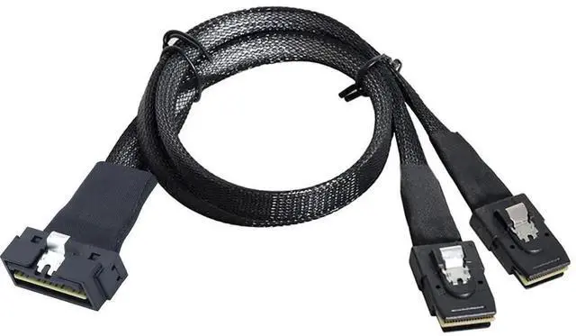Alt view image 3 of 6 - PCIe Slimline LP LowProfile SFF8654 8i to 2×SFF8087 Internal Server Cable, 30AWG 12Gbps HighSpeed Breakout Harness, 0.5M/19.68in