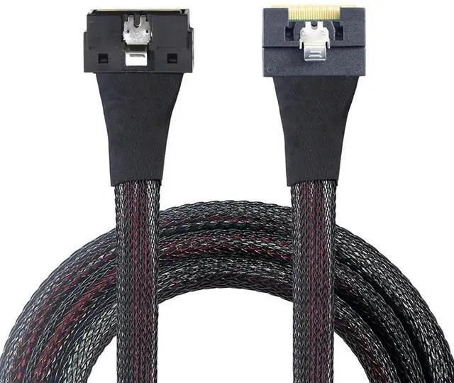 Alt view image 3 of 6 - PCIe SlimSAS LP LowProfile SFF8654 8i to SFF8654 8X Server Cable, 24Gbps HighSpeed, 85 Impedance, FlattoFlat Internal Cable with AntiMisplug Design, Black, 0.5M