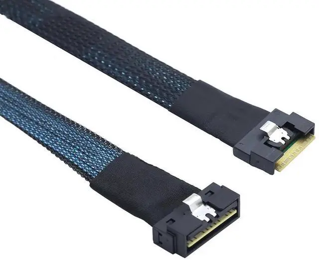 Alt view image 4 of 6 - PCIe SlimSAS LP LowProfile SFF8654 8i to SFF8654 8X Server Cable, 24Gbps HighSpeed, 85 Impedance, FlattoFlat Internal Cable with AntiMisplug Design, Black, 0.5M