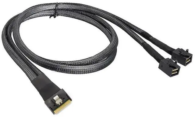 Alt view image 5 of 6 - Mini SlimSAS SFF8654 8i PCIe 4.0 to Dual SAS HD SFF8643 Cable, 32AWG 24Gbps HighSpeed AntiMisplug Server Interconnect Cable, 0.5M