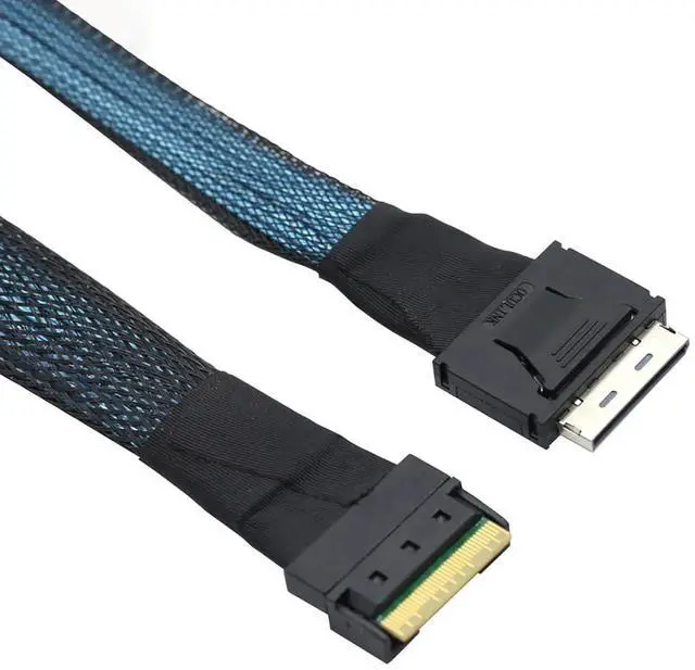 Alt view image 2 of 7 - PCIe Gen4 SlimSAS SFF8654 8i to OCuLink SFF8611 8i Internal Server Cable, 32AWG Copper Harness, 24Gbps HighSpeed Data Transfer, 1M/39.37in