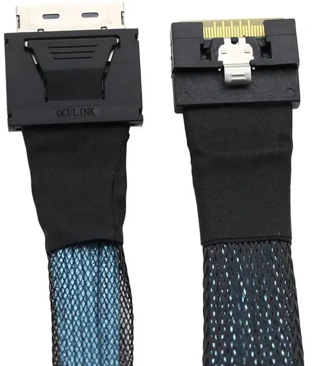 Alt view image 3 of 7 - PCIe Gen4 SlimSAS SFF8654 8i to OCuLink SFF8611 8i Internal Server Cable, 32AWG Copper Harness, 24Gbps HighSpeed Data Transfer, 1M/39.37in