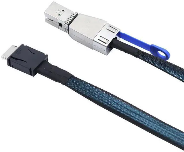 Alt view image 4 of 5 - OCuLink 4i SFF8611 to SAS HD SFF8644 4i Cable, 12Gbps HighSpeed Server Data Cable, Compatible with RAID Controller, Workstation & Storage Expansion, 1M/39.37in