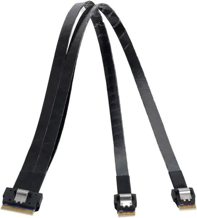Alt view image 2 of 3 - 40cm SFF8654 8i 74Pin Male to Dual SFF8654 4i 38Pin Male PCIE Ultraport Slimline SAS 4.0 Cable, PCIExpress